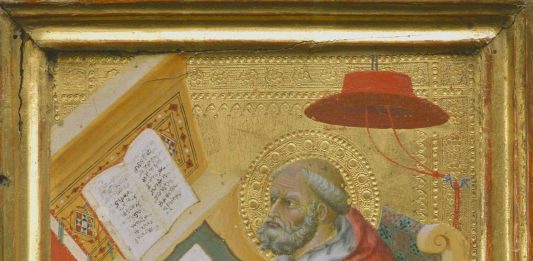 Benedetto di Bindo/Philadelphia Museum of Art, Pennsylvania/John G. Johnson Collection, 1917/Bridgeman Images Detail of Saint Jerome translating the Gospel of John, circa 1400
