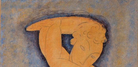 Opera de artă vizuală și locul ei Amedeo Modigliani, Cariatidă, 1914, creion și guașă pe hârtie fixată pe pânză © foto Basil & Elise Goulandris Foundation