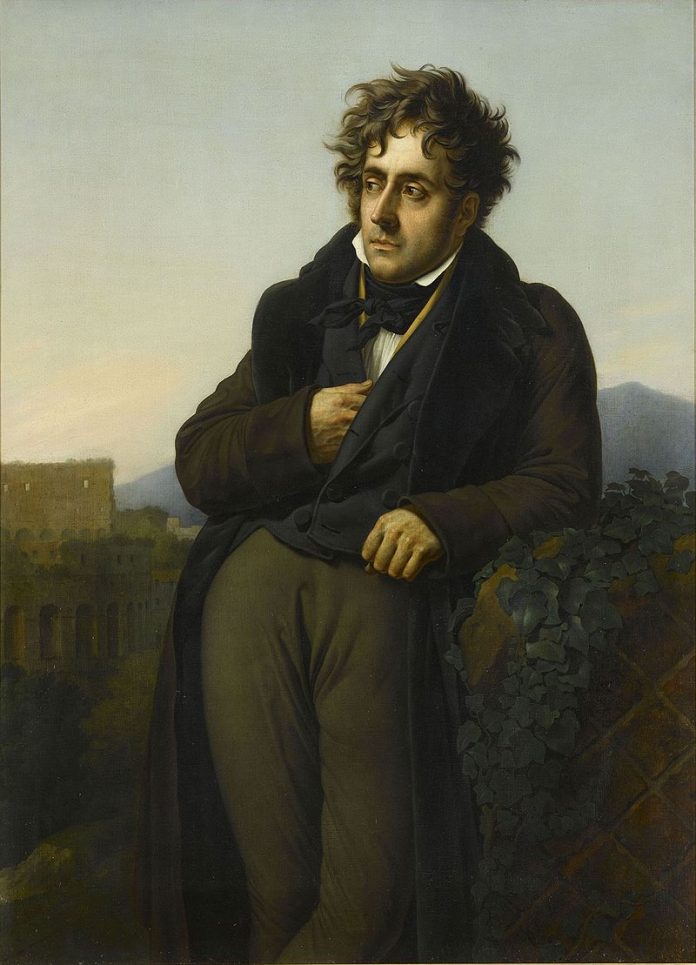Chateaubriand meditind pe ruinele Romei - portret de Anne-Louis Girodet