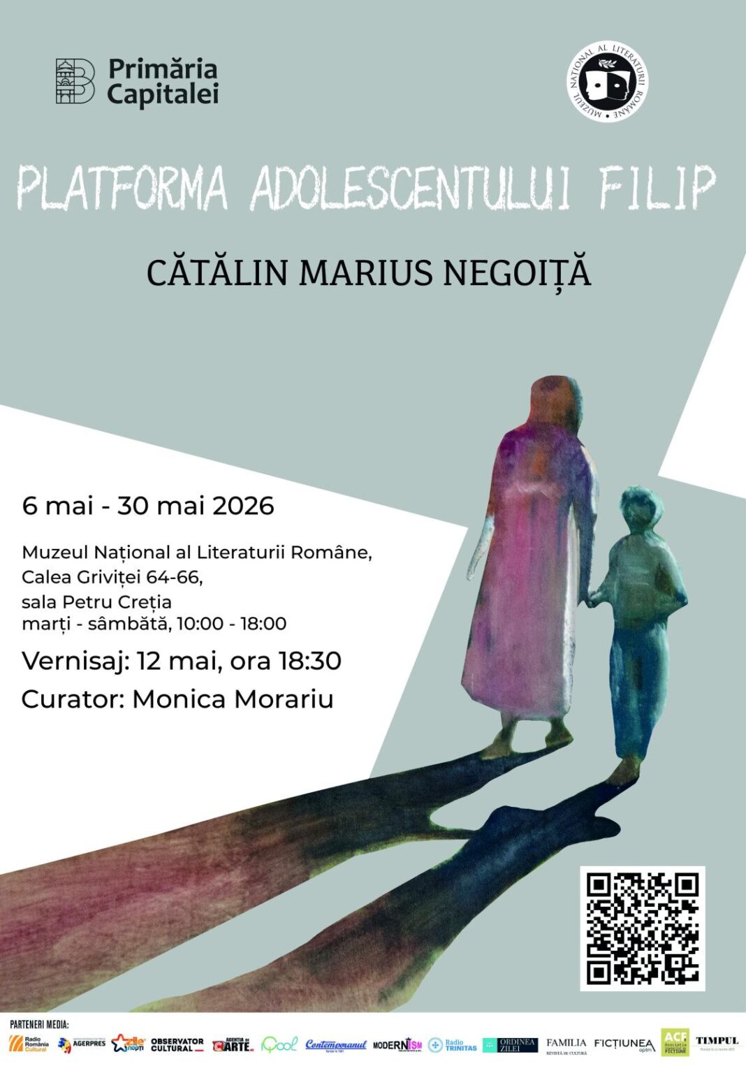 Cătălin Marius Negoiță, Platforma adolescentului Filip – afișul Expoziției de la Muzeul Național al Literaturii Române, Calea Griviței 64-66, parter drepta.