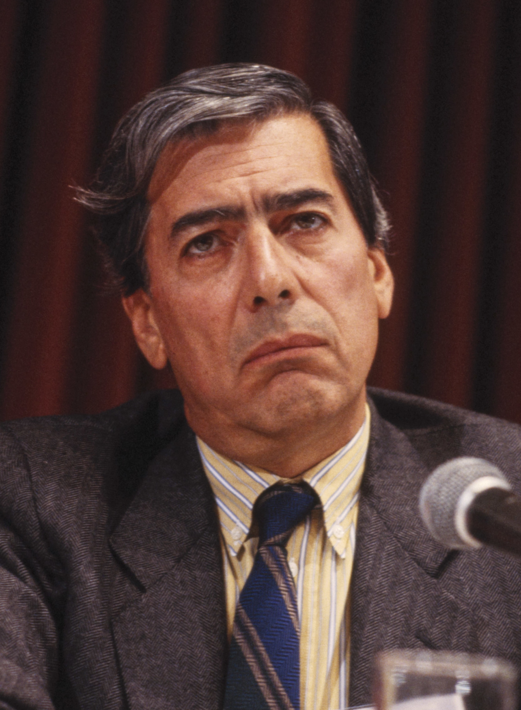 Mario Vargas Llosa la Congresul PEN din New York City în anul 1984, Wikipedia Commons.
